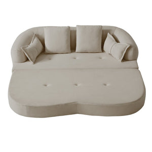 English Elm 2-In-1 Foldable Chenille Sofa Bed with High Density Foam for Modern Living Rooms Apricot W5385P607784