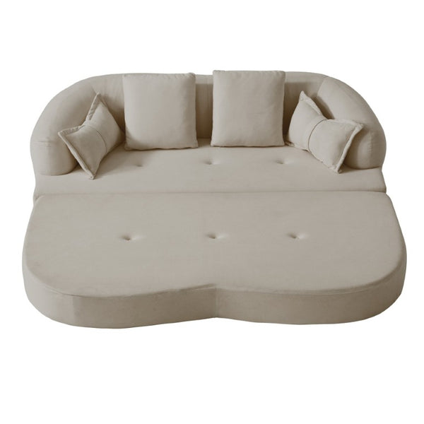 English Elm 2-In-1 Foldable Chenille Sofa Bed with High Density Foam for Modern Living Rooms Apricot W5385P607784