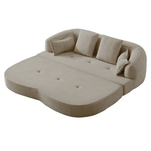 English Elm 2-In-1 Foldable Chenille Sofa Bed with High Density Foam for Modern Living Rooms Apricot W5385P607784