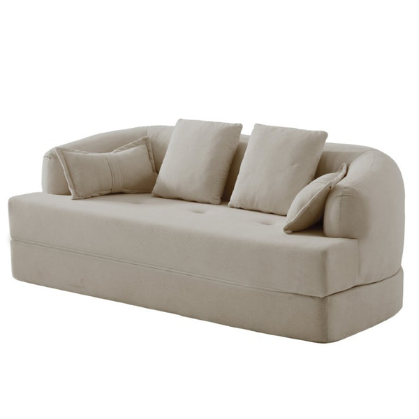English Elm 2-In-1 Foldable Chenille Sofa Bed with High Density Foam for Modern Living Rooms Apricot W5385P607784