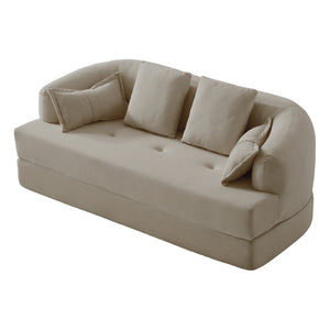 English Elm 2-In-1 Foldable Chenille Sofa Bed with High Density Foam for Modern Living Rooms Apricot W5385P607784