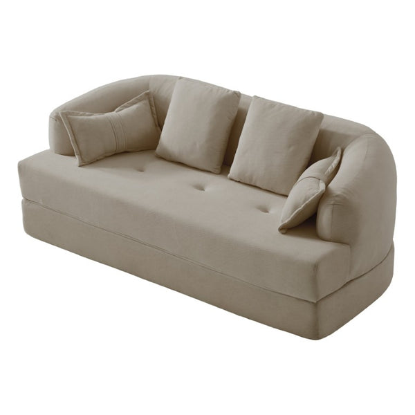 English Elm 2-In-1 Foldable Chenille Sofa Bed with High Density Foam for Modern Living Rooms Apricot W5385P607784
