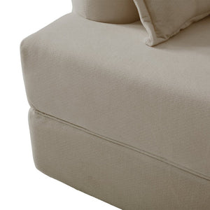 English Elm 2-In-1 Foldable Chenille Sofa Bed with High Density Foam for Modern Living Rooms Apricot W5385P607784