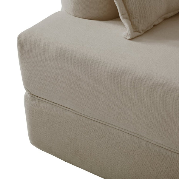 English Elm 2-In-1 Foldable Chenille Sofa Bed with High Density Foam for Modern Living Rooms Apricot W5385P607784