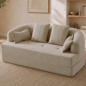 English Elm 2-In-1 Foldable Chenille Sofa Bed with High Density Foam for Modern Living Rooms Apricot W5385P607784