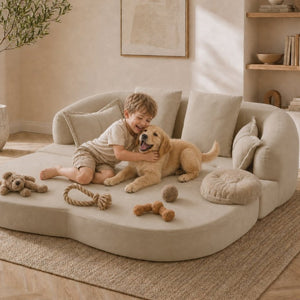 English Elm 2-In-1 Foldable Chenille Sofa Bed with High Density Foam for Modern Living Rooms Apricot W5385P607784