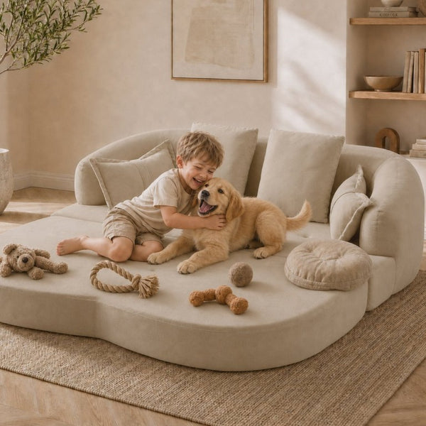 English Elm 2-In-1 Foldable Chenille Sofa Bed with High Density Foam for Modern Living Rooms Apricot W5385P607784
