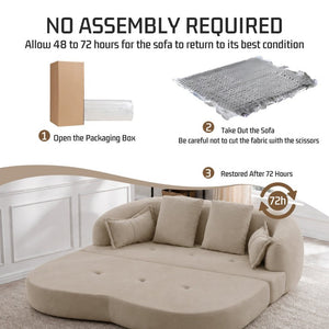 English Elm 2-In-1 Foldable Chenille Sofa Bed with High Density Foam for Modern Living Rooms Apricot W5385P607784