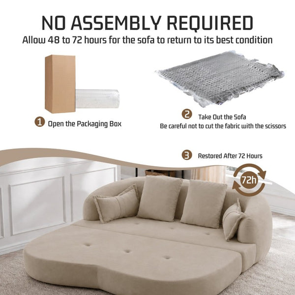 English Elm 2-In-1 Foldable Chenille Sofa Bed with High Density Foam for Modern Living Rooms Apricot W5385P607784