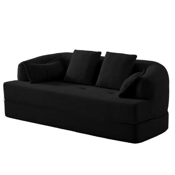 English Elm 2-In-1 Foldable Chenille Sofa Bed with High Density Foam for Modern Living Rooms Black W5385P607786