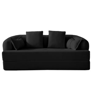 English Elm 2-In-1 Foldable Chenille Sofa Bed with High Density Foam for Modern Living Rooms Black W5385P607786