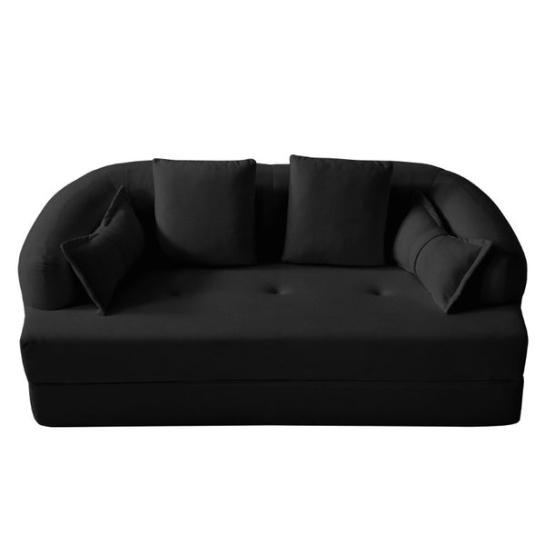 English Elm 2-In-1 Foldable Chenille Sofa Bed with High Density Foam for Modern Living Rooms Black W5385P607786