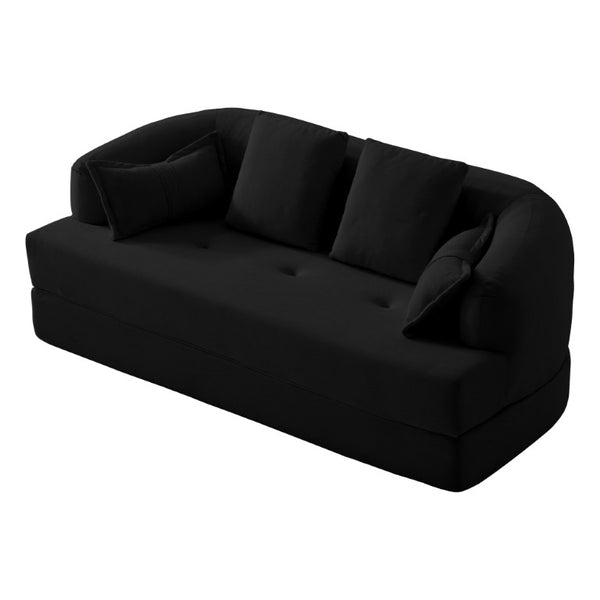 English Elm 2-In-1 Foldable Chenille Sofa Bed with High Density Foam for Modern Living Rooms Black W5385P607786