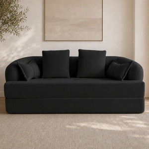 English Elm 2-In-1 Foldable Chenille Sofa Bed with High Density Foam for Modern Living Rooms Black W5385P607786