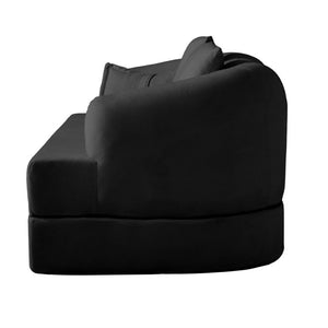 English Elm 2-In-1 Foldable Chenille Sofa Bed with High Density Foam for Modern Living Rooms Black W5385P607786