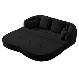 English Elm 2-In-1 Foldable Chenille Sofa Bed with High Density Foam for Modern Living Rooms Black W5385P607786