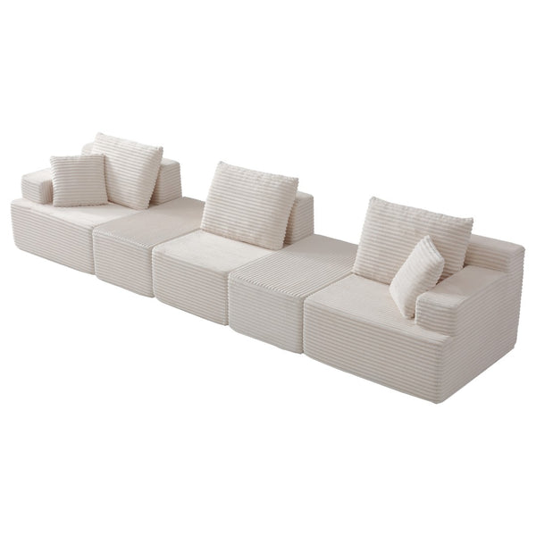 English Elm Modular U-shaped Sectional Sofa with Chenille Upholstery and Memory Foam Deep Seat White W5385S00007