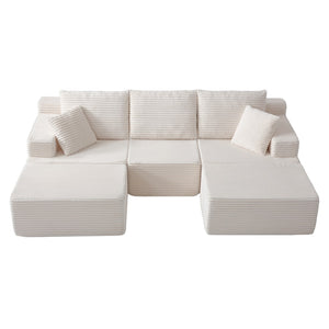 English Elm Modular U-shaped Sectional Sofa with Chenille Upholstery and Memory Foam Deep Seat White W5385S00007