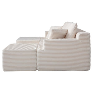 English Elm Modular U-shaped Sectional Sofa with Chenille Upholstery and Memory Foam Deep Seat White W5385S00007