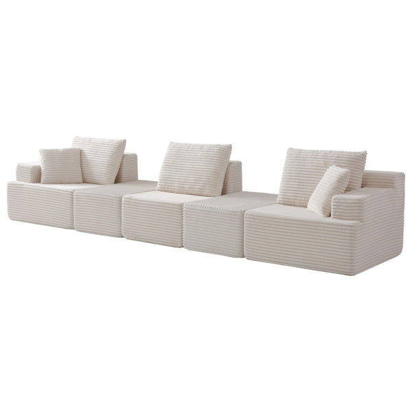 English Elm Modular U-shaped Sectional Sofa with Chenille Upholstery and Memory Foam Deep Seat White W5385S00007