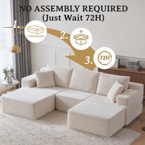 English Elm Modular U-shaped Sectional Sofa with Chenille Upholstery and Memory Foam Deep Seat White W5385S00007