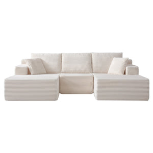 English Elm Modular U-shaped Sectional Sofa with Chenille Upholstery and Memory Foam Deep Seat White W5385S00007