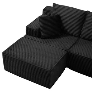 English Elm Modular U-shaped Sectional Sofa with Chenille Upholstery and Memory Foam Deep Seat Black W5385S00008