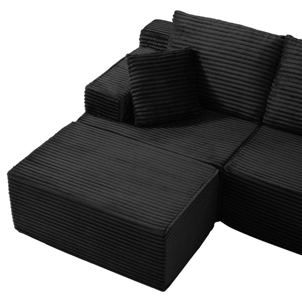 English Elm Modular U-shaped Sectional Sofa with Chenille Upholstery and Memory Foam Deep Seat Black W5385S00008