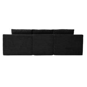 English Elm Modular U-shaped Sectional Sofa with Chenille Upholstery and Memory Foam Deep Seat Black W5385S00008