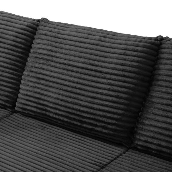 English Elm Modular U-shaped Sectional Sofa with Chenille Upholstery and Memory Foam Deep Seat Black W5385S00008