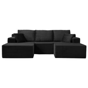 English Elm Modular U-shaped Sectional Sofa with Chenille Upholstery and Memory Foam Deep Seat Black W5385S00008