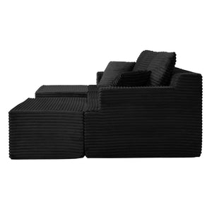 English Elm Modular U-shaped Sectional Sofa with Chenille Upholstery and Memory Foam Deep Seat Black W5385S00008