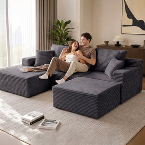 English Elm Modular U-shaped Sectional Sofa with Chenille Upholstery and Memory Foam Deep Seat Gray W5385S00009