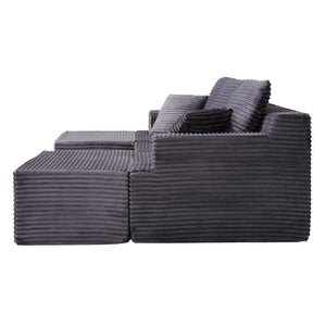 English Elm Modular U-shaped Sectional Sofa with Chenille Upholstery and Memory Foam Deep Seat Gray W5385S00009