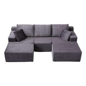 English Elm Modular U-shaped Sectional Sofa with Chenille Upholstery and Memory Foam Deep Seat Gray W5385S00009