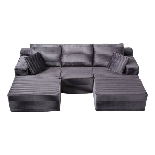 English Elm Modular U-shaped Sectional Sofa with Chenille Upholstery and Memory Foam Deep Seat Gray W5385S00009