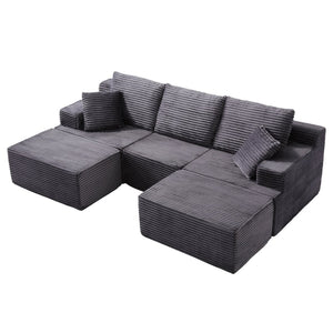 English Elm Modular U-shaped Sectional Sofa with Chenille Upholstery and Memory Foam Deep Seat Gray W5385S00009