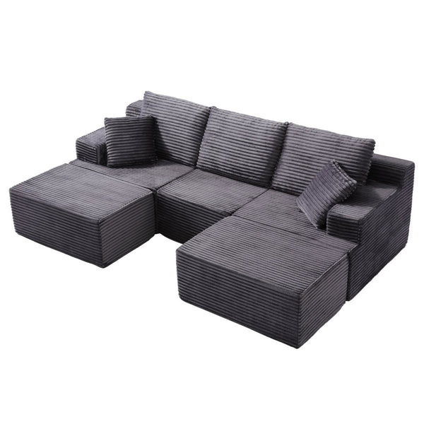 English Elm Modular U-shaped Sectional Sofa with Chenille Upholstery and Memory Foam Deep Seat Gray W5385S00009