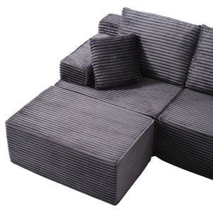 English Elm Modular U-shaped Sectional Sofa with Chenille Upholstery and Memory Foam Deep Seat Gray W5385S00009