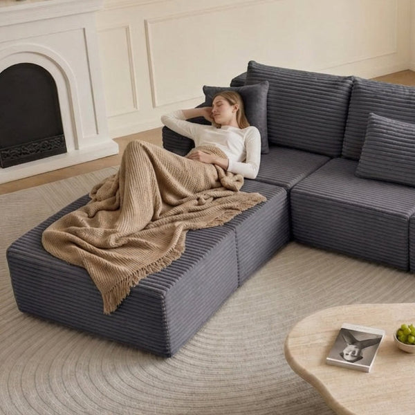 English Elm Modular U-shaped Sectional Sofa with Chenille Upholstery and Memory Foam Deep Seat Gray W5385S00009