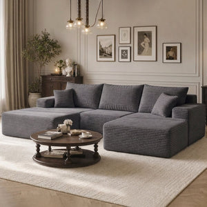 English Elm Modular U-shaped Sectional Sofa with Chenille Upholstery and Memory Foam Deep Seat Gray W5385S00009