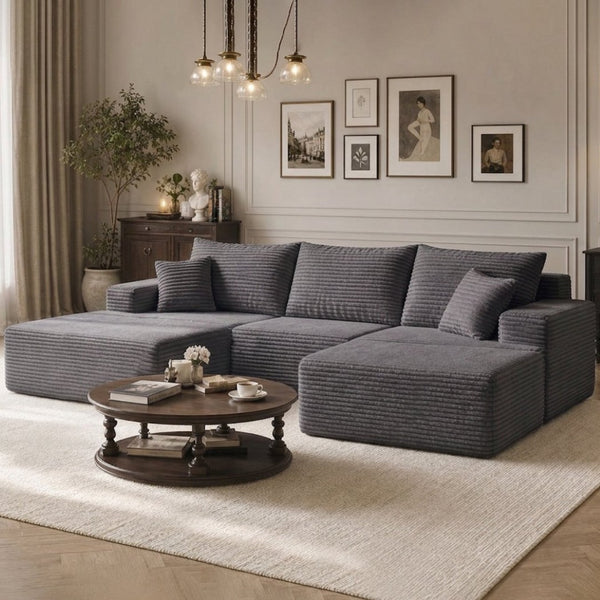 English Elm Modular U-shaped Sectional Sofa with Chenille Upholstery and Memory Foam Deep Seat Gray W5385S00009