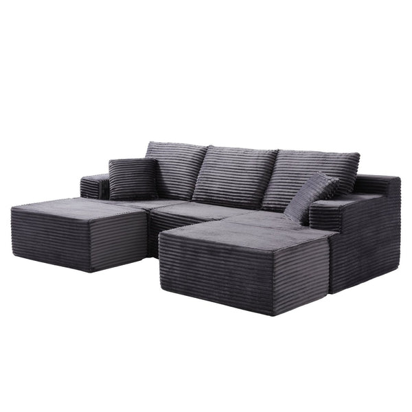 English Elm Modular U-shaped Sectional Sofa with Chenille Upholstery and Memory Foam Deep Seat Gray W5385S00009