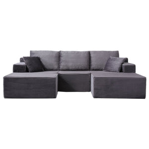 English Elm Modular U-shaped Sectional Sofa with Chenille Upholstery and Memory Foam Deep Seat Gray W5385S00009