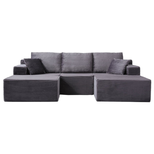 English Elm Modular U-shaped Sectional Sofa with Chenille Upholstery and Memory Foam Deep Seat Gray W5385S00009