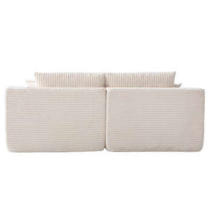 English Elm 83'' Frameless Double Chaise Sofa Bed High Density Foam Deep Seat with Six Pillows White W5385S00012