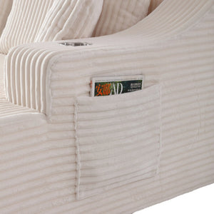 English Elm 83'' Frameless Double Chaise Sofa Bed High Density Foam Deep Seat with Six Pillows White W5385S00012