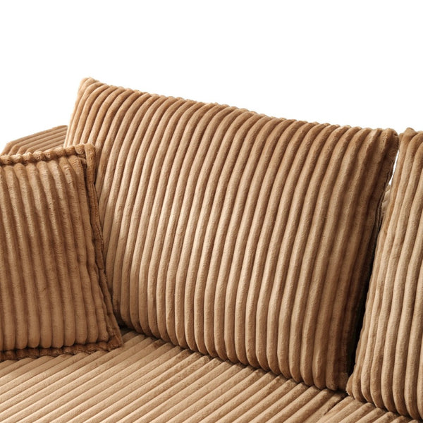English Elm 83'' Frameless Double Chaise Sofa Bed High Density Foam Deep Seat with Six Pillows Brown W5385S00013