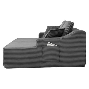 English Elm 83'' Frameless Double Chaise Sofa Bed High Density Foam Deep Seat with Six Pillows Gray W5385S00014