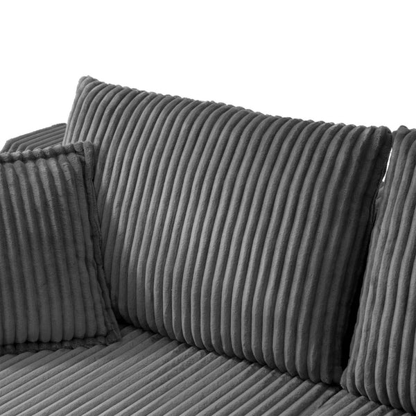 English Elm 83'' Frameless Double Chaise Sofa Bed High Density Foam Deep Seat with Six Pillows Gray W5385S00014
